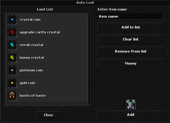Auto Loot Interface