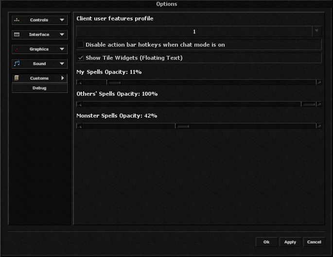 Opacity Settings